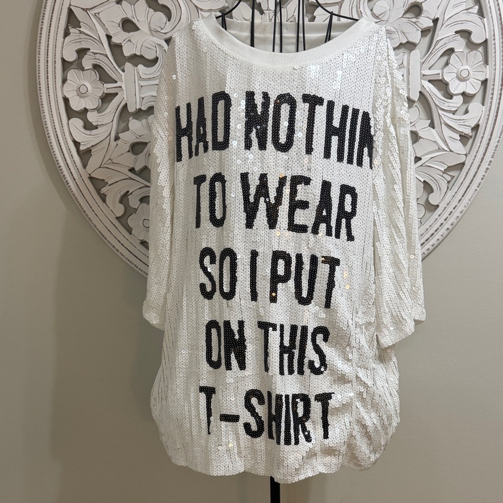 Sequin Statement White Top